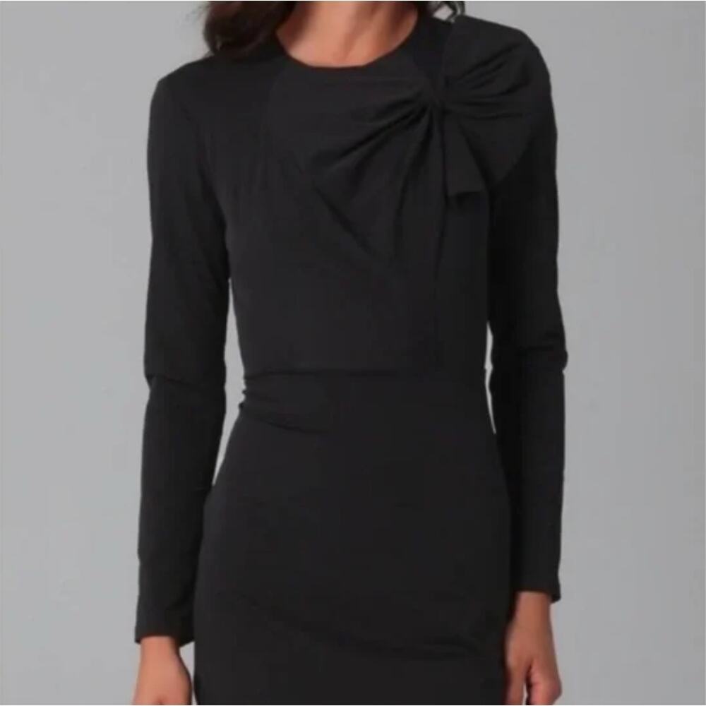 Diane Von Furstenberg Anneli Dress Women 4‎ Black Excellent Bow Mini LBD Bodycon